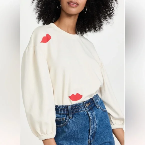 Clare V Tops Clare V Drop Shoulder Lips Sweatshirt Poshmark